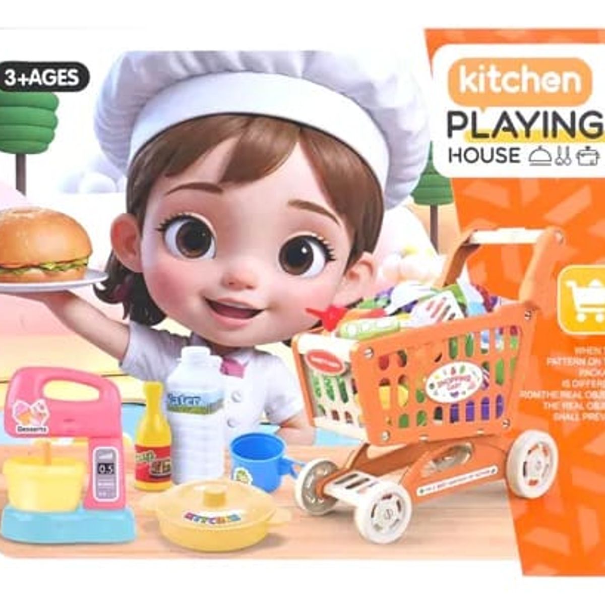 GENERICO - Mini Carrito De Supermercado Para Niños Accesorios Juguetes Naranjo