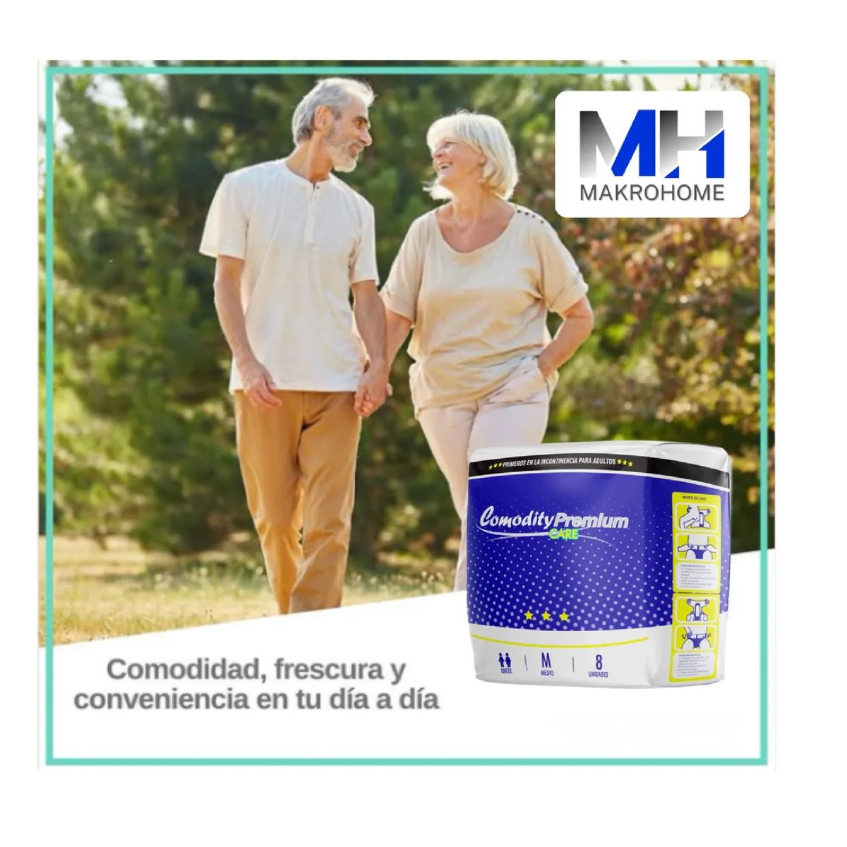 GENERICO - Pañal Adulto Comodity Premium M X8 Incontinencia Severa