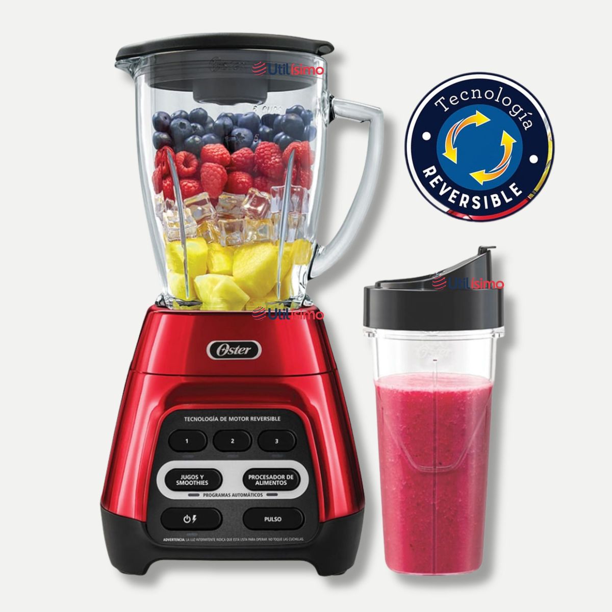 OSTER - Licuadora Oster® Programas Automáticos vaso Blend-N-Go BLSTPYG1310RBG