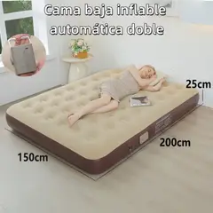 OASIS - Colchón Inflable Eléctrico Cama baja （2 Plazas）Color Marrón
