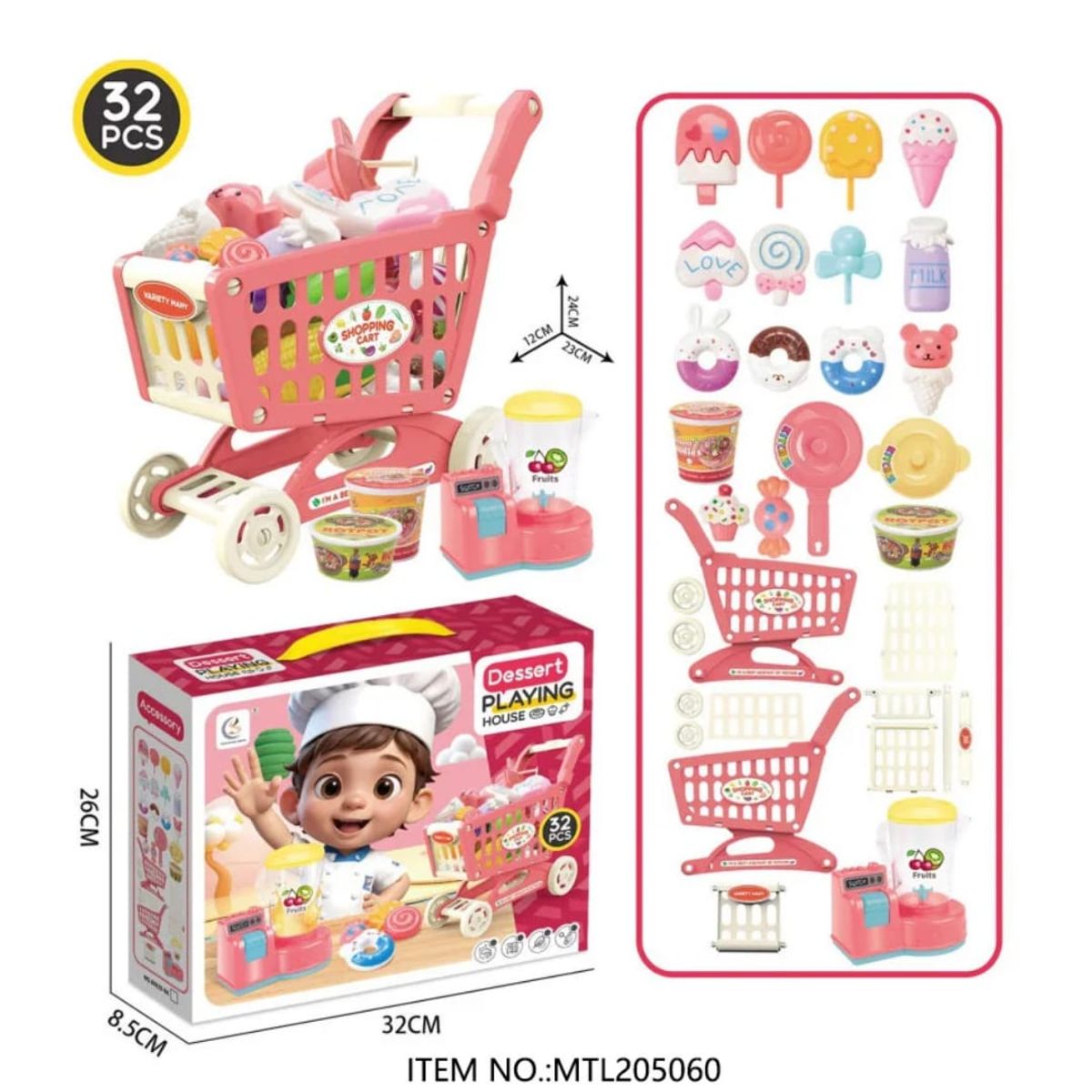 GENERICO - Mini Carrito De Supermercado Para Niños Accesorios Juguetes Rosado