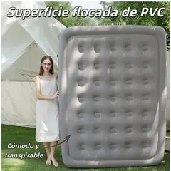 OASIS - Colchón Inflable Eléctrico Cama Alto （2 Plazas）Color Gris