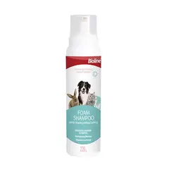 BIOLINE - Shampoo Seco en Espuma 220 g Limpieza Suave sin Agua ni Estrés para Perros y Gatos