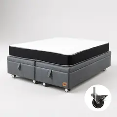 BLOCCARE - Cama Baul 2 Plazas + Colchon Black L200 / Con Ruedas PYTON(Gris)