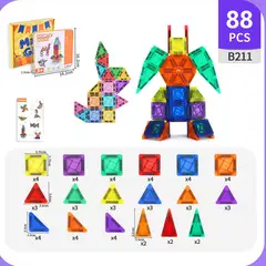 BRO TOUMI - Set 84 Bloques De Construcción Magnéticos Azulejos Imán 3d