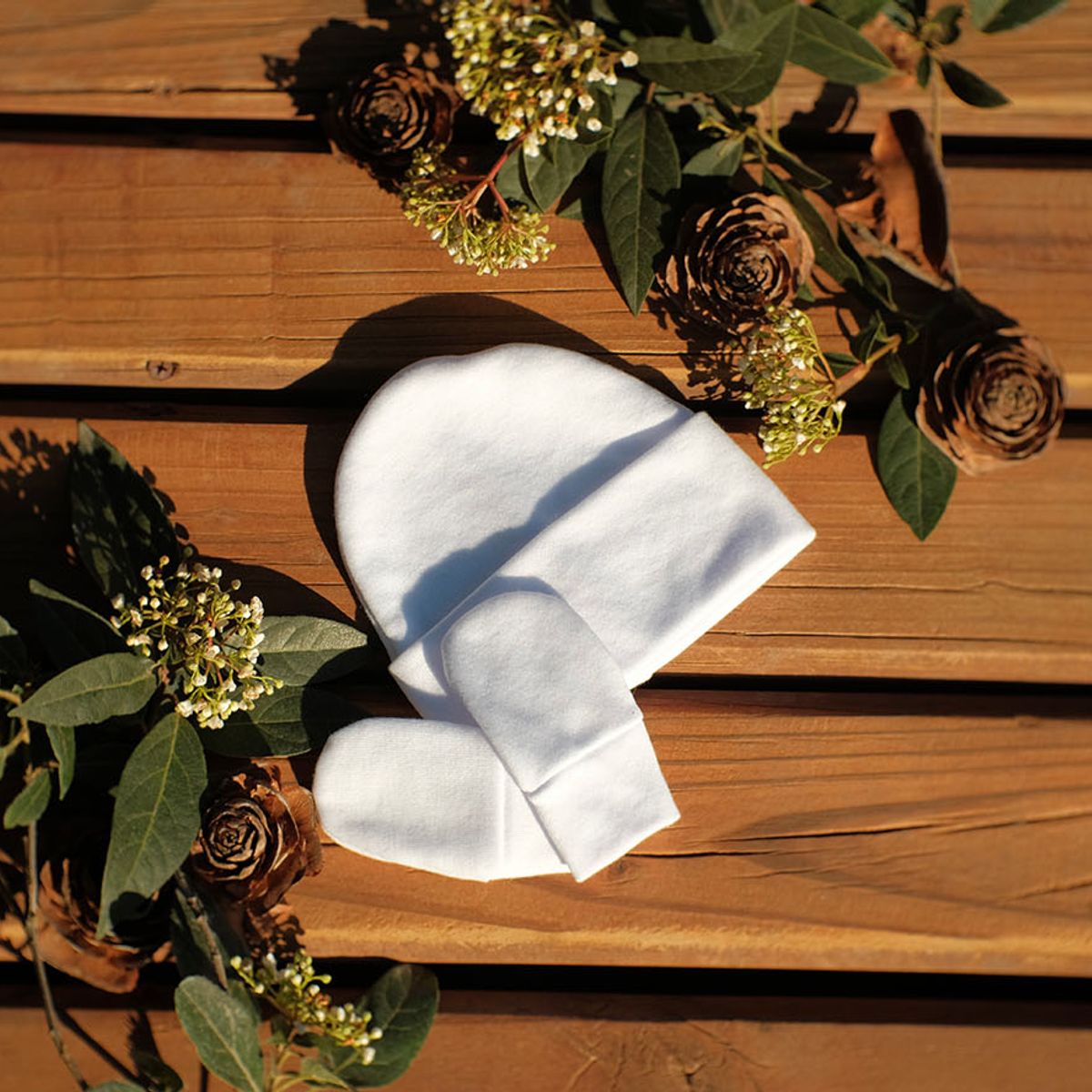 GIRASOL - Dúo Pack Gorro y Mitón Bebé Algodón Hecho en Chile Caja Regalo