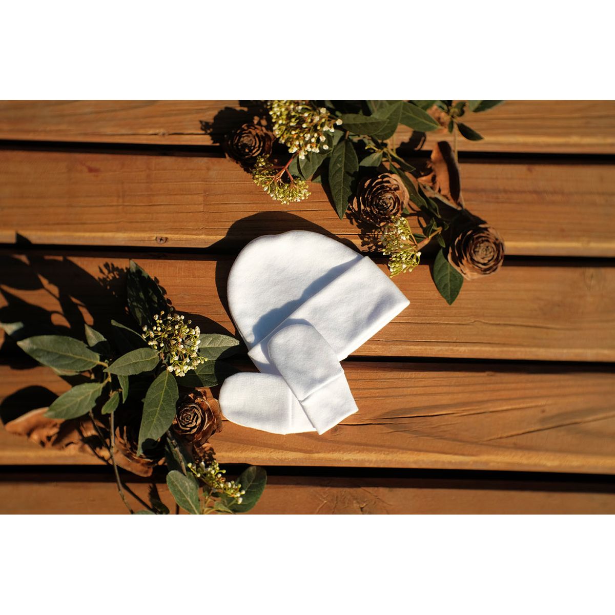 GIRASOL - Dúo Pack Gorro y Mitón Bebé Algodón Hecho en Chile Caja Regalo