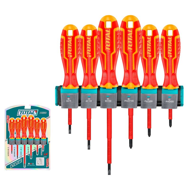 TOTAL TOOLS - Juego Destonillador para electricista 6 Piezas Total