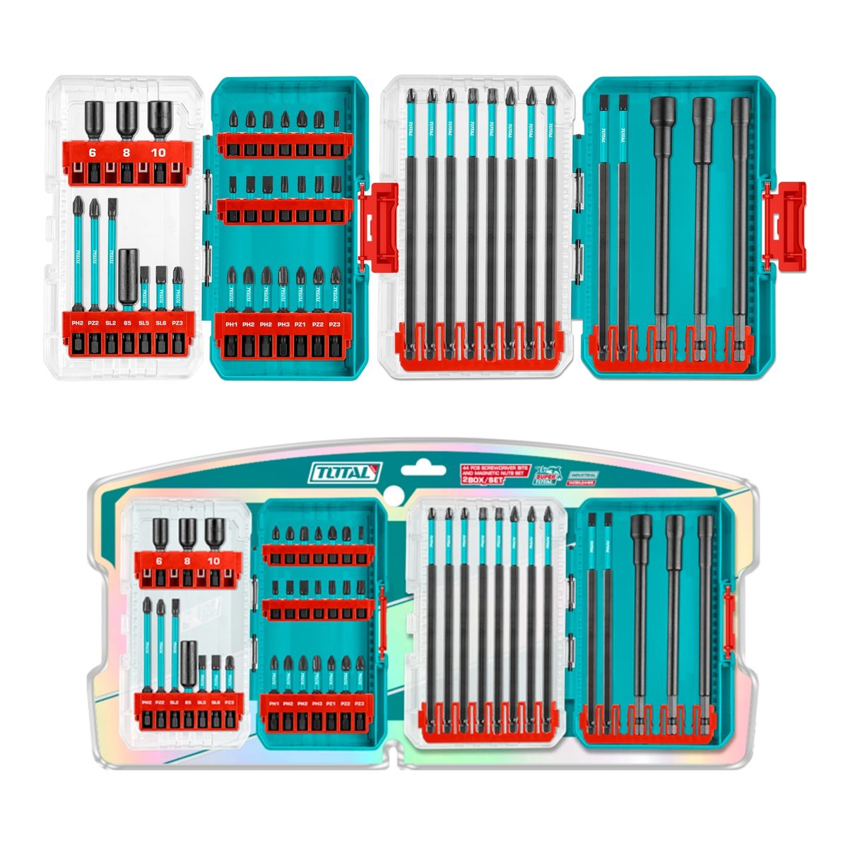 TOTAL TOOLS - Juego Puntas Destornillador y Tuercas 44 Piezas tota