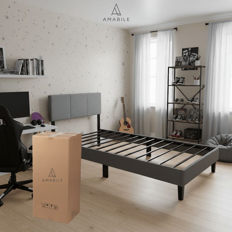 GENERICO - Base De Cama Amabile Cortona 1.5 Plazas Gris Grafito