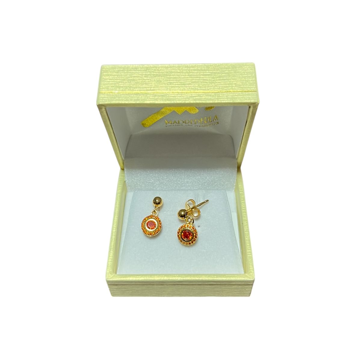 MALLORCA - Aros de Mallorca enchapado en oro 18K Vaioleth Circón Rojo