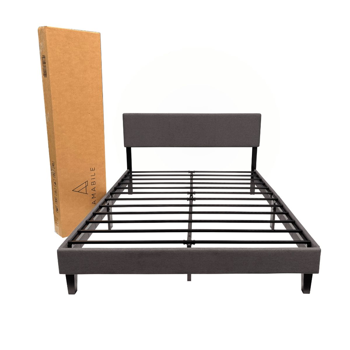 AMABILE - Base De Cama Amabile Genova 2 Plazas Gris Oscuro