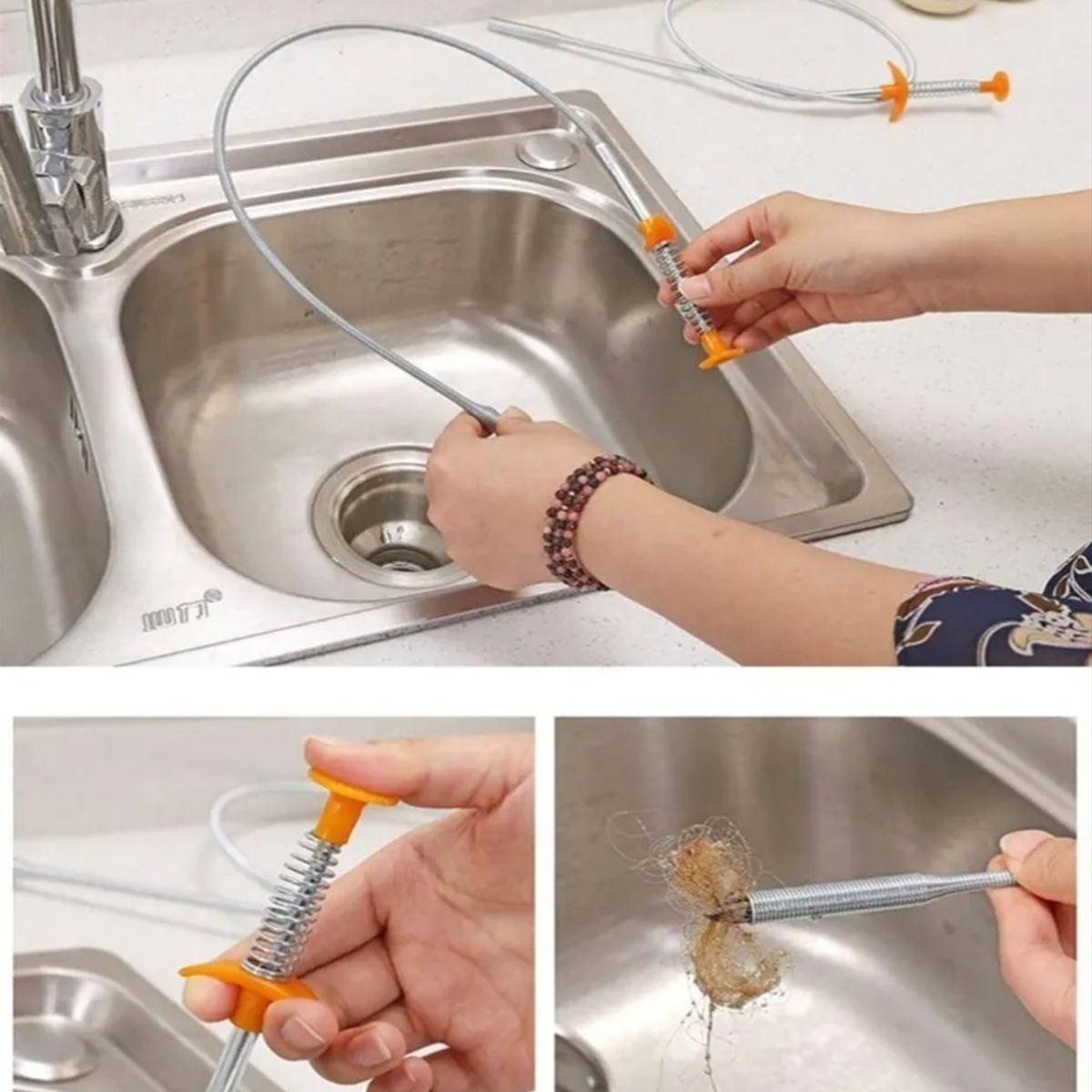 GENERICO - Destapa Cañerias Laucha Destapador Desagüe Con Agarre 16m