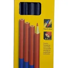 GENERICO - 12 Lápiz Carpintero Bi-color Rojo Azul Uyustools