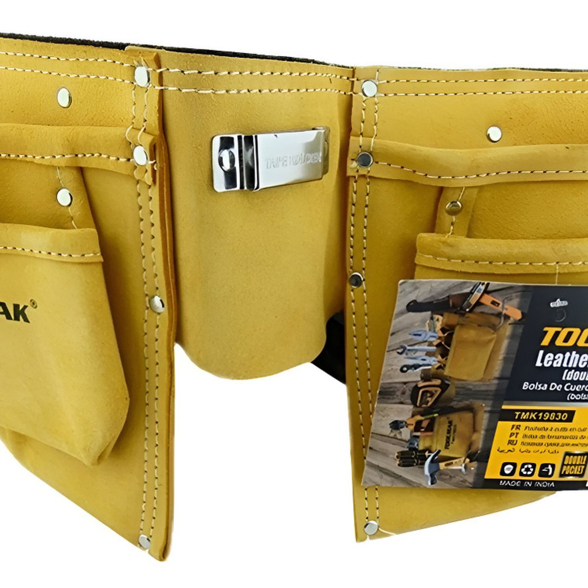 GENERICO - Coleto Carpintero De Cuero Doble Porta Herramienta Tmk19830 Mostaza