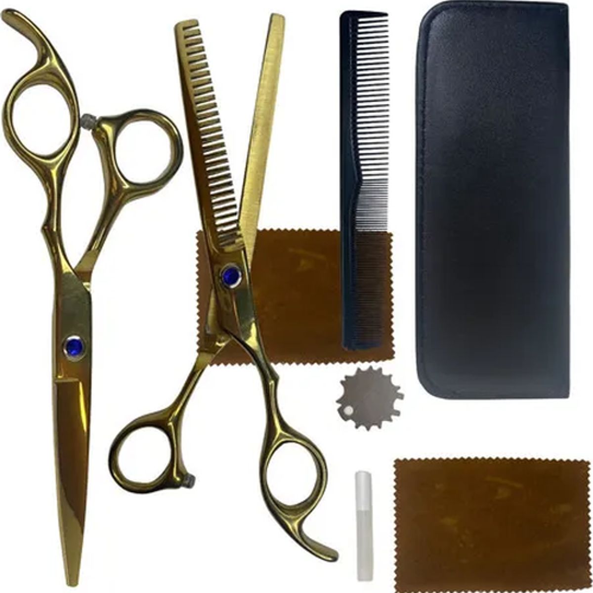 GENERICO - Set 2 tijeras esculpir + corta pelo color dorado