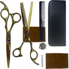 GENERICO - Set 2 tijeras esculpir + corta pelo color dorado