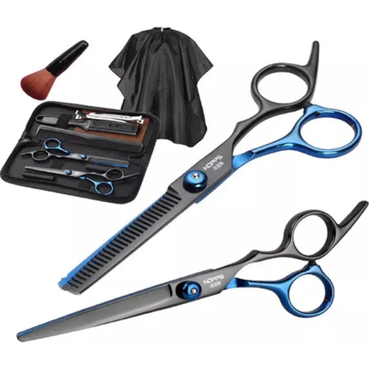 GENERICO - Kit tijeras + capa + accesorios barbería profesional