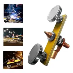 GENERICO - Toma Tierra doble 2 Imanes Para Maquina De Soldar Km1706 Color Dorado