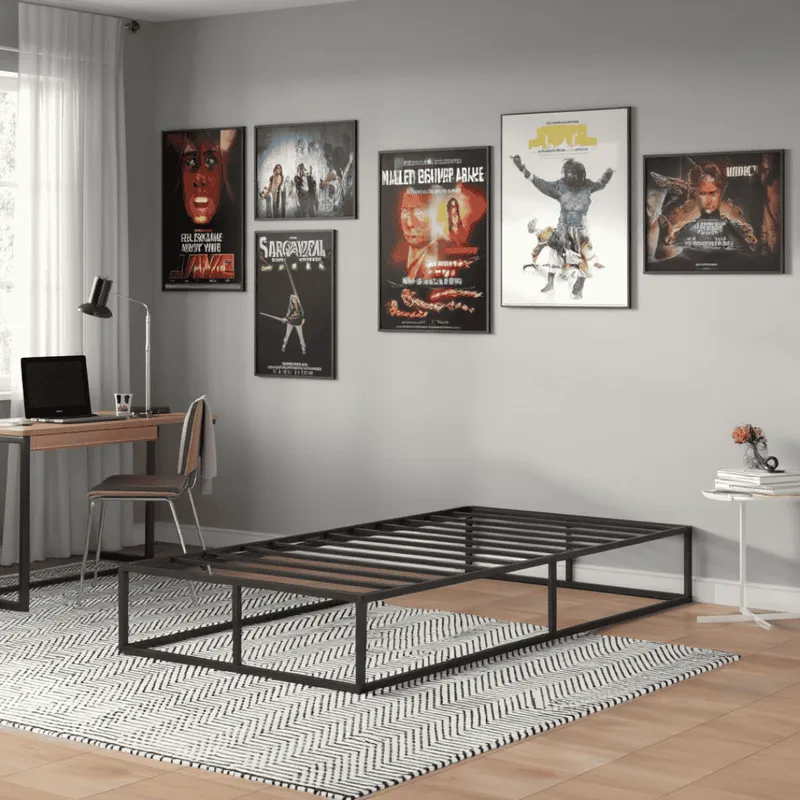 GENERICO - Base De Cama Amabile Roma 1.5 Plazas Fierro Negro
