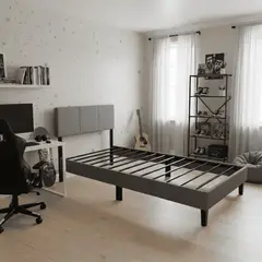 GENERICO - Base De Cama Amabile Genova 1.5 Plazas Gris Oscuro