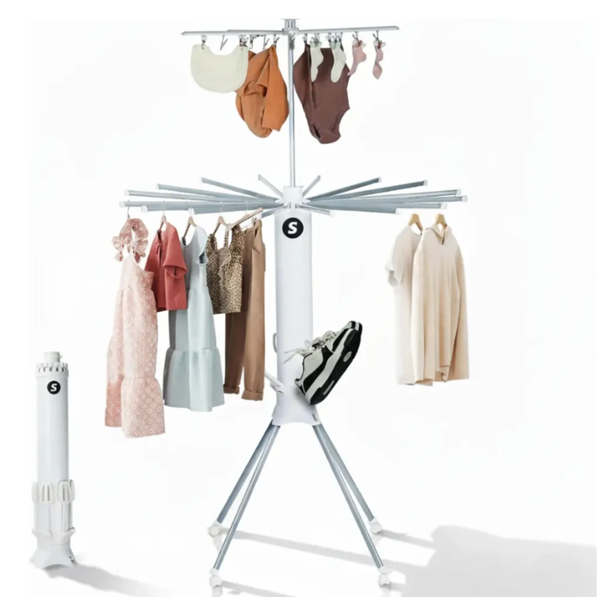 SIMPEL HOME - Tendedero Plegable Simpel Tower con Ruedas Capacidad +30 KG Sábanas Zapatillas Pantalones