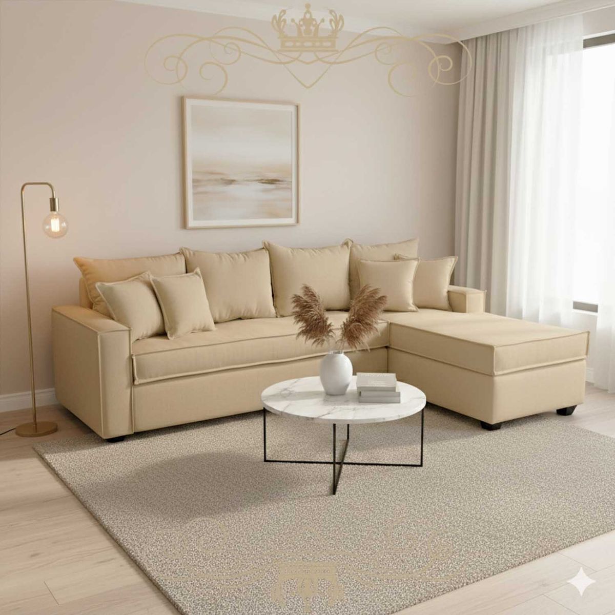 LIVINGYTERRAZAS CL - Sofá L Derecha Homero CHL 250x175 Paquetes de Resortes Beige