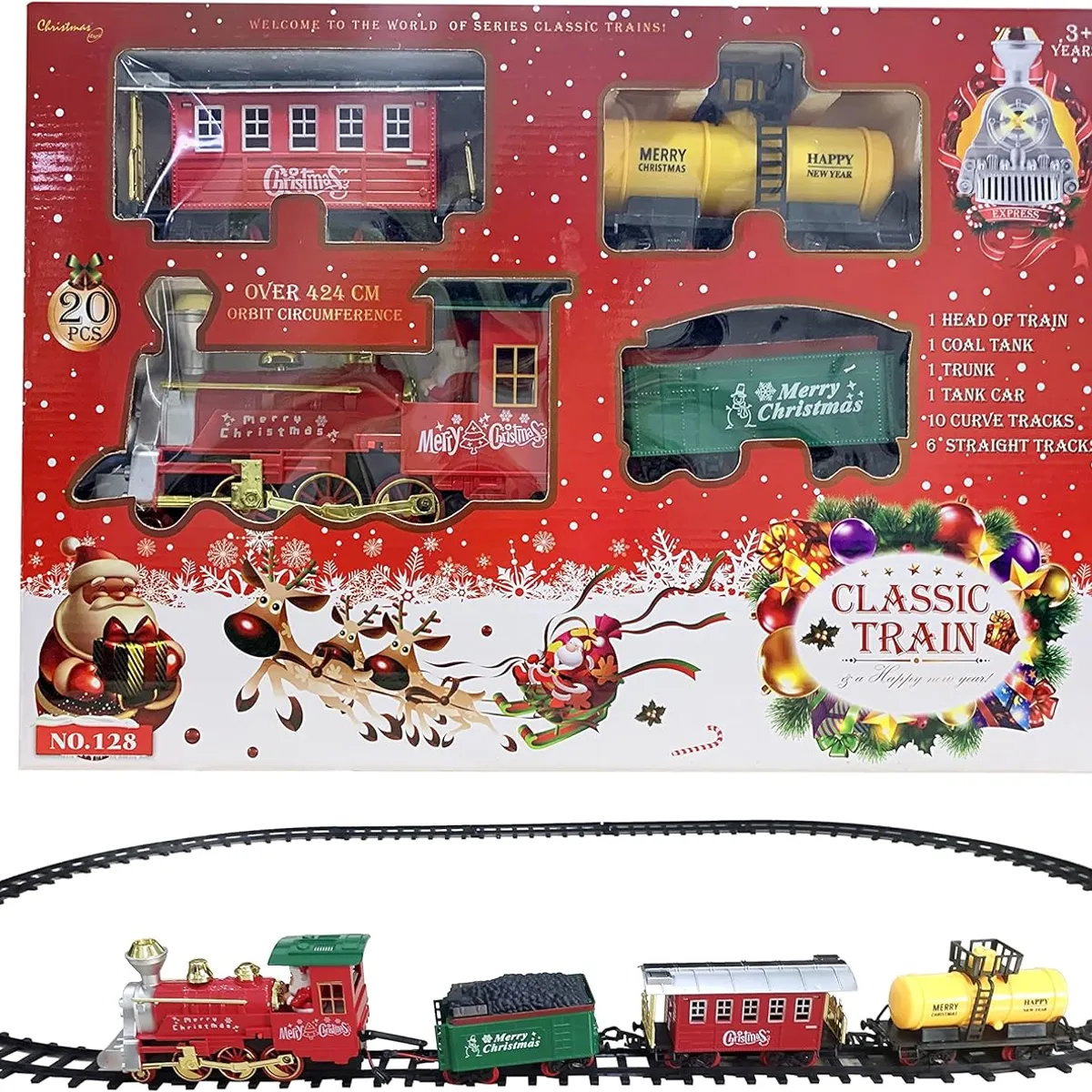 GENERICO - Tren Clásico De Navidad Luz Sonido Grande Con Santa Claus