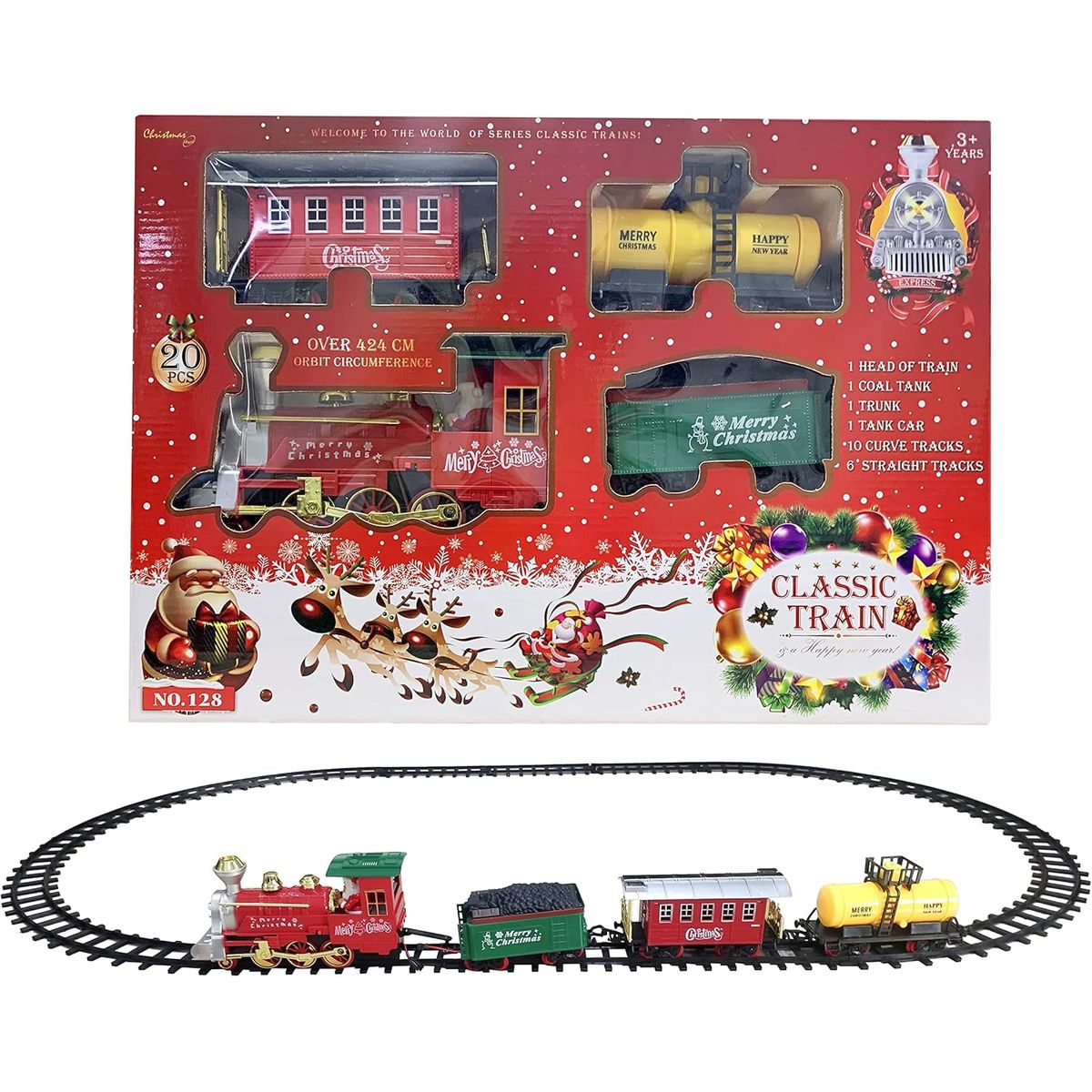 GENERICO - Tren Clásico De Navidad Luz Sonido Grande Con Santa Claus