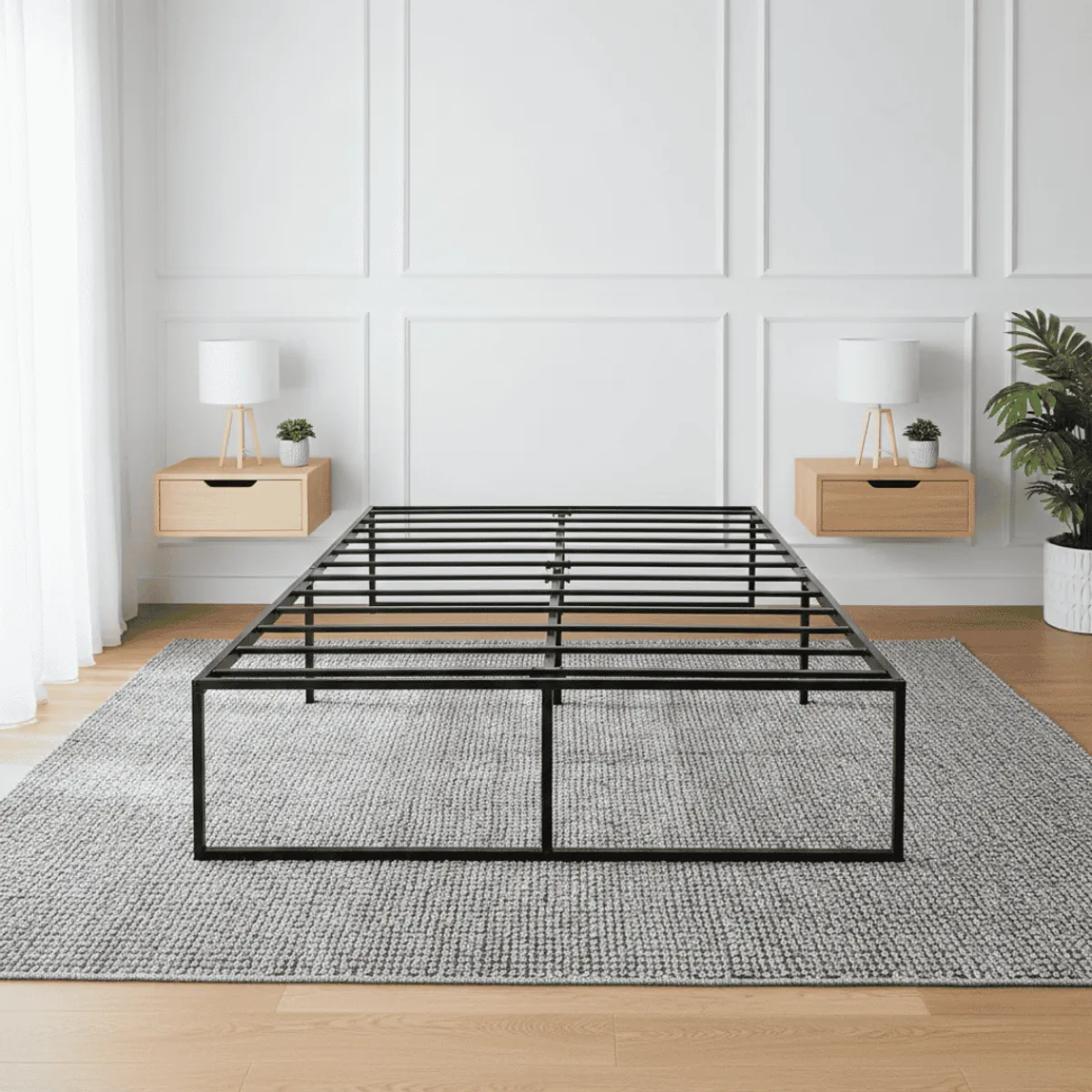 AMABILE - Base De Cama 40cm Amabile 2 Plazas Siena Fierro Negro