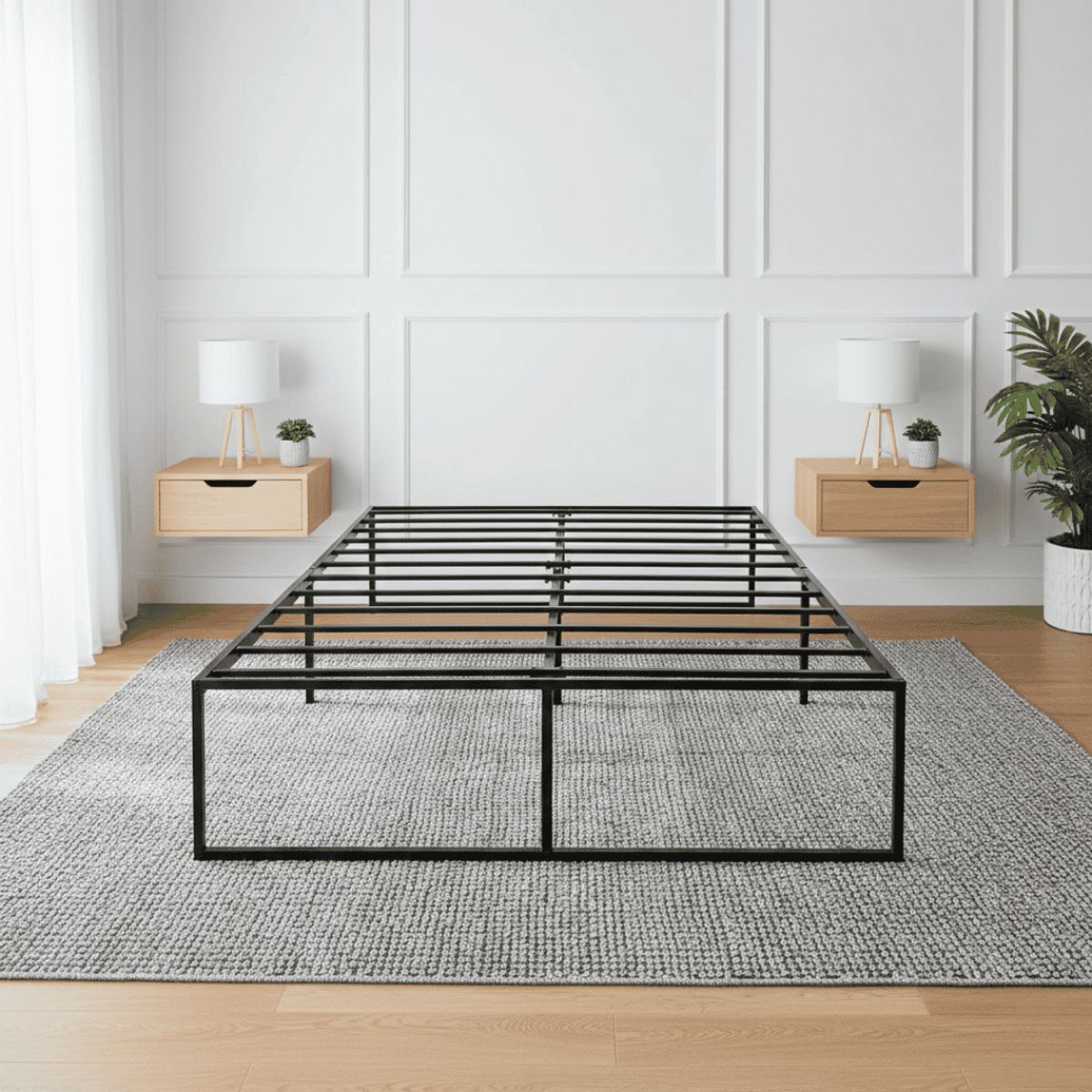AMABILE - Base De Cama 40cm Amabile 2 Plazas Siena Fierro Negro
