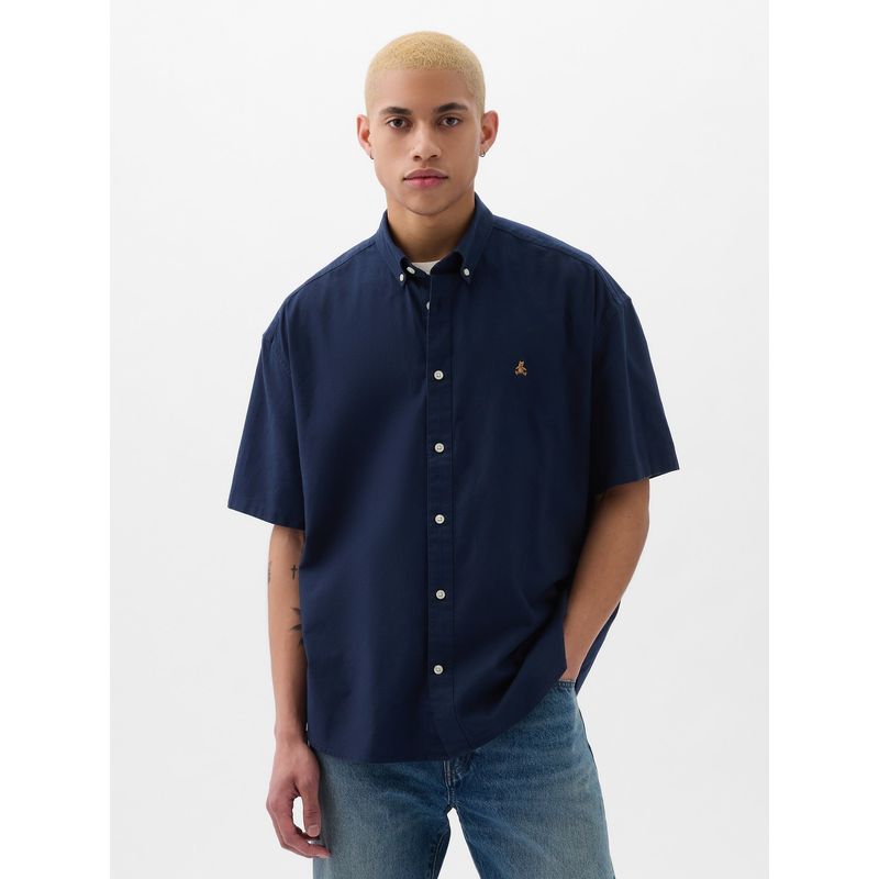 GAP - Camisa Hombre Oxford Manga Corta Azul Gap