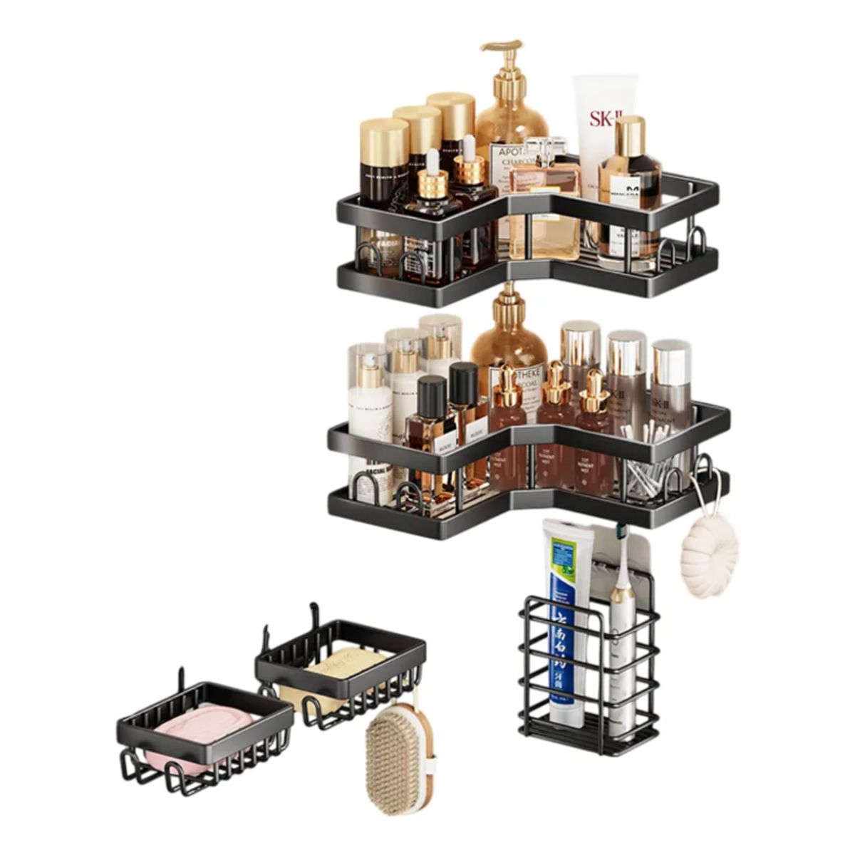 GENERICO - Set de 5 Organizadores de Pared para Ducha