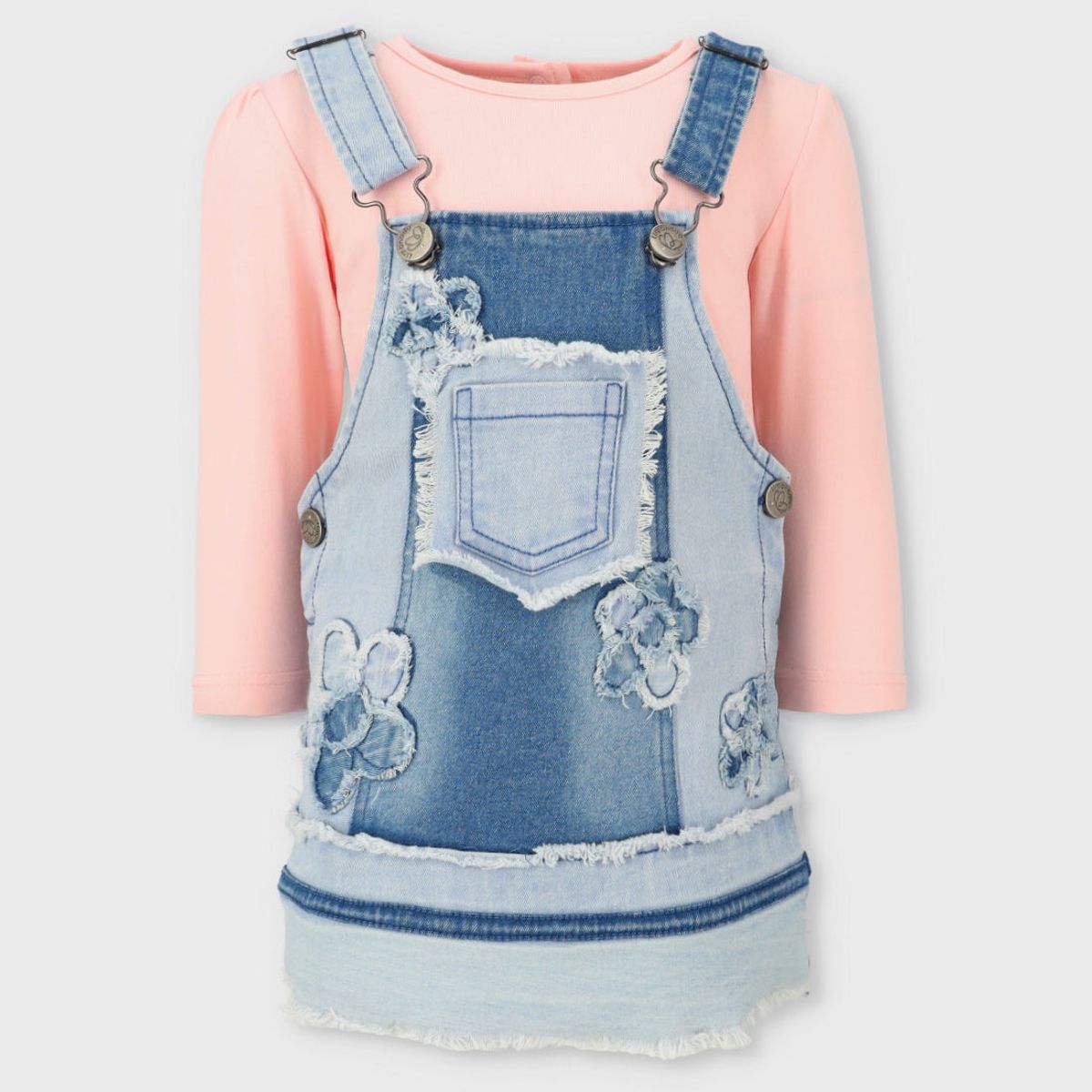 LIMONADA - Vestido bebé aplicación de flores celeste Limonada