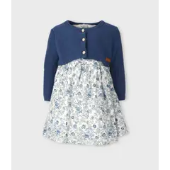 LIMONADA - Vestido bebé floreado azul marino