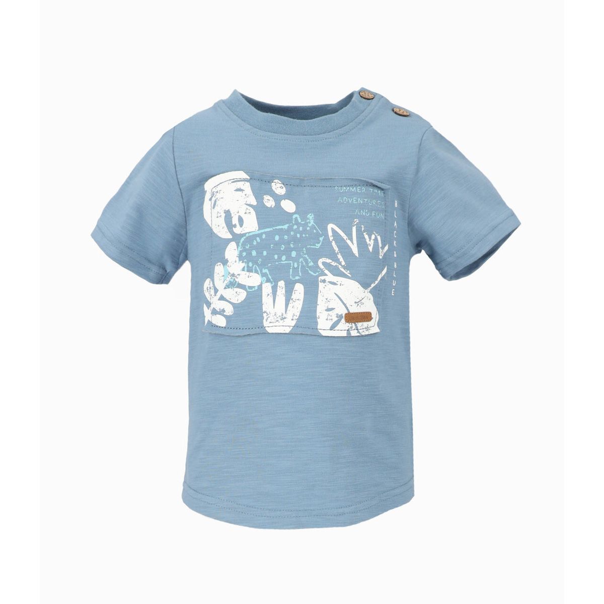 BLACK AND BLUE - Polera manga corta bebé long fit azul Black and Blue