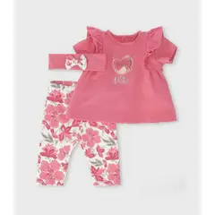 LIMONADA - Conjunto recién nacida flores y vuelos coral