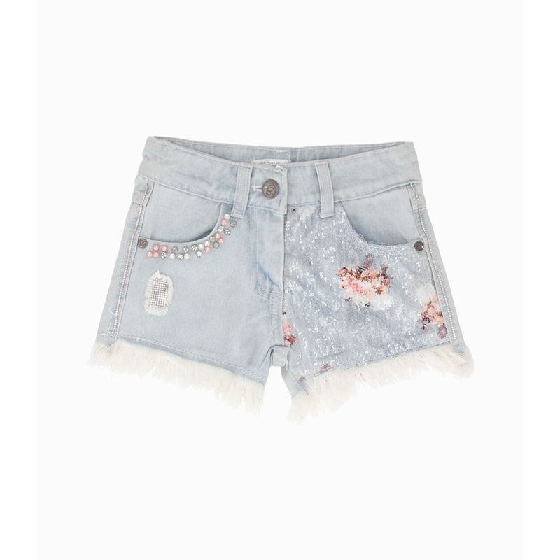 LIMONADA - Short niña lentejuelas celeste Limonada