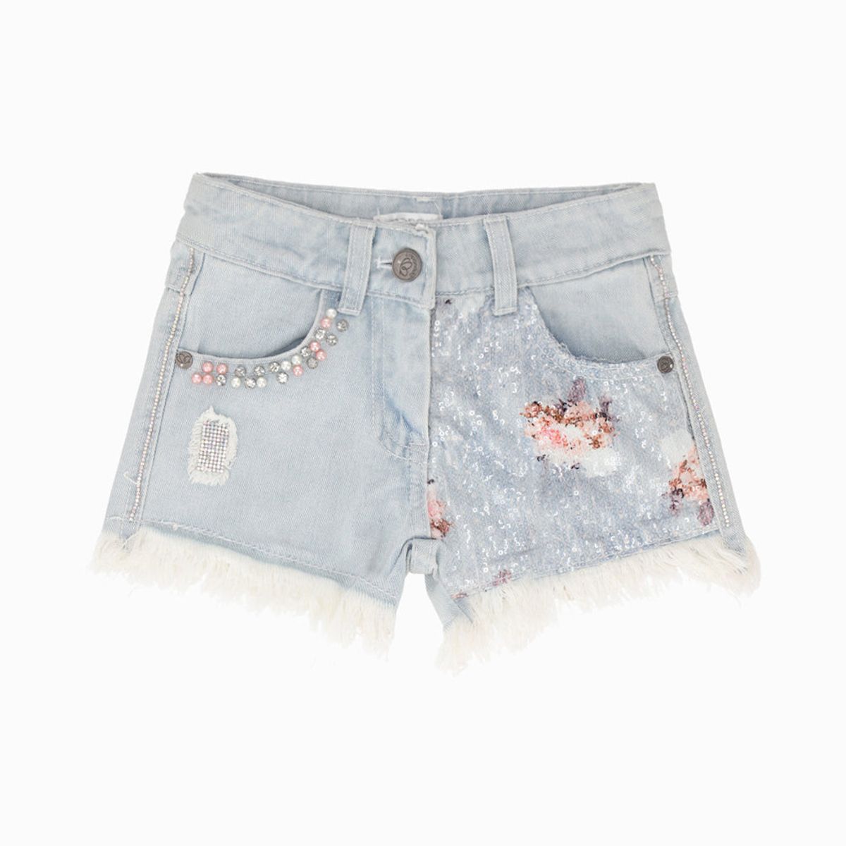 LIMONADA - Short niña lentejuelas celeste Limonada