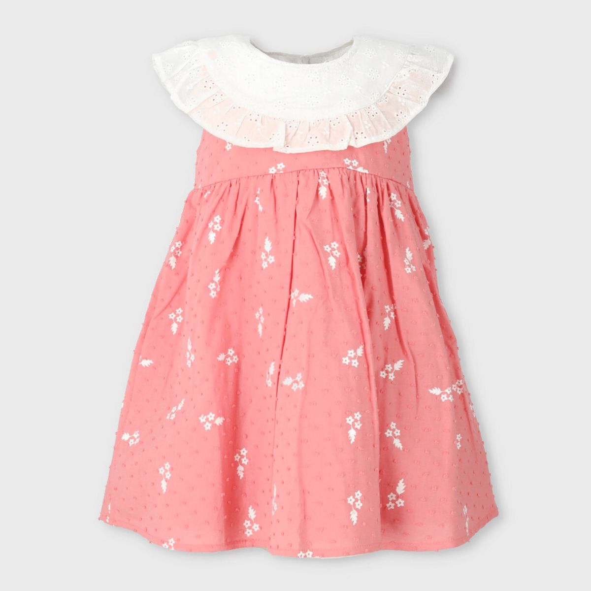 LIMONADA - Vestido bebé con vuelos y flores coral Limonada