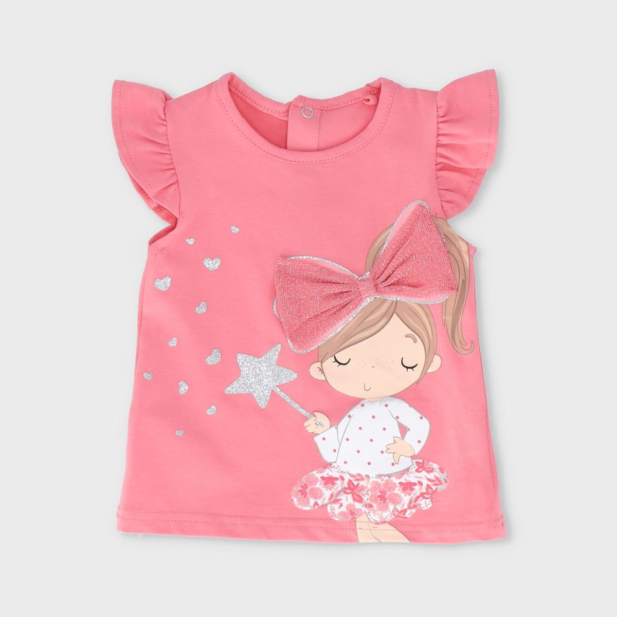 LIMONADA - Polera manga corta bebé con lazo coral Limonada