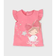 LIMONADA - Polera manga corta bebé con lazo coral