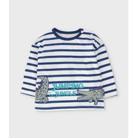 Polera manga larga bebé con bolsillo azul