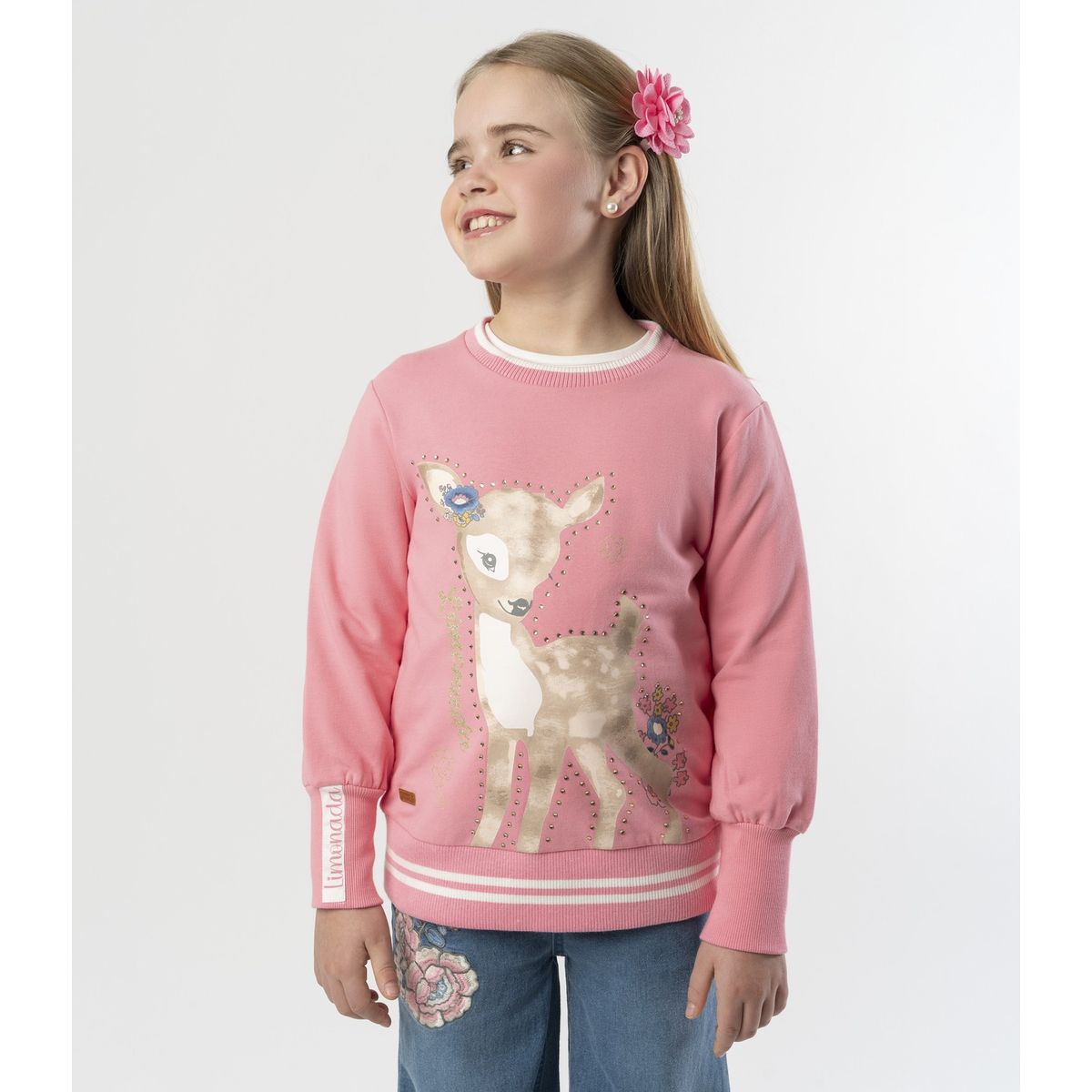 LIMONADA - Polerón niña con ciervo coral Limonada