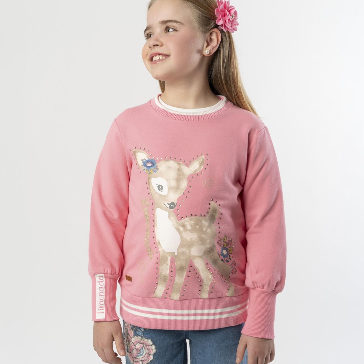 LIMONADA - Polerón niña con ciervo coral Limonada