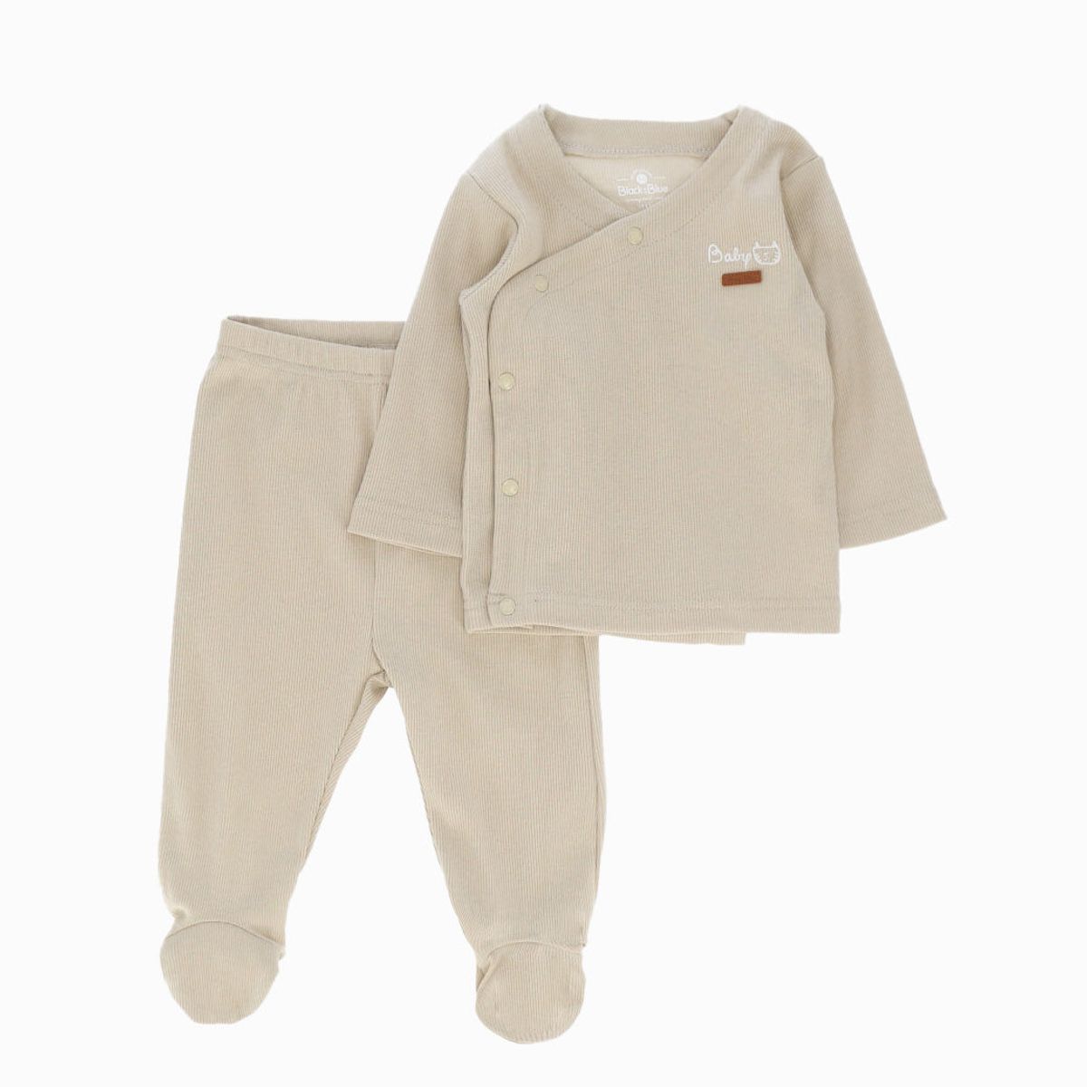 BLACK AND BLUE - Conjunto recién nacido básico beige Black and Blue