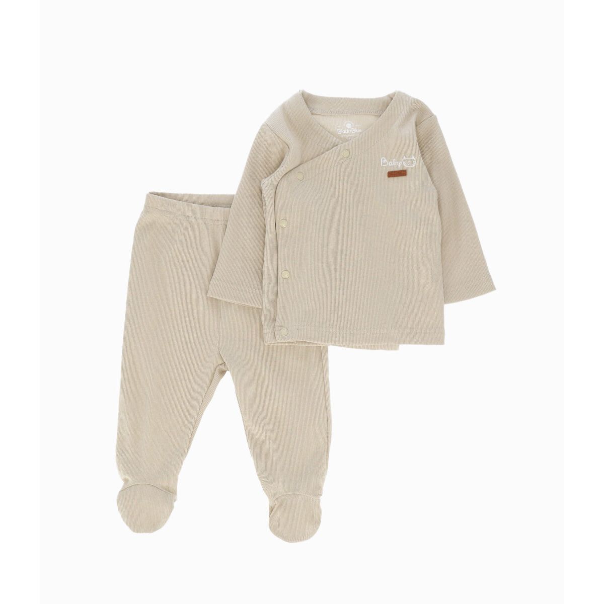 BLACK AND BLUE - Conjunto recién nacido básico beige Black and Blue