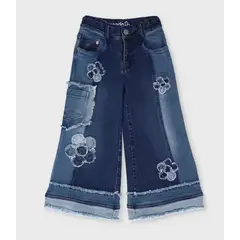 LIMONADA - Jeans niña aplicación de flores azul