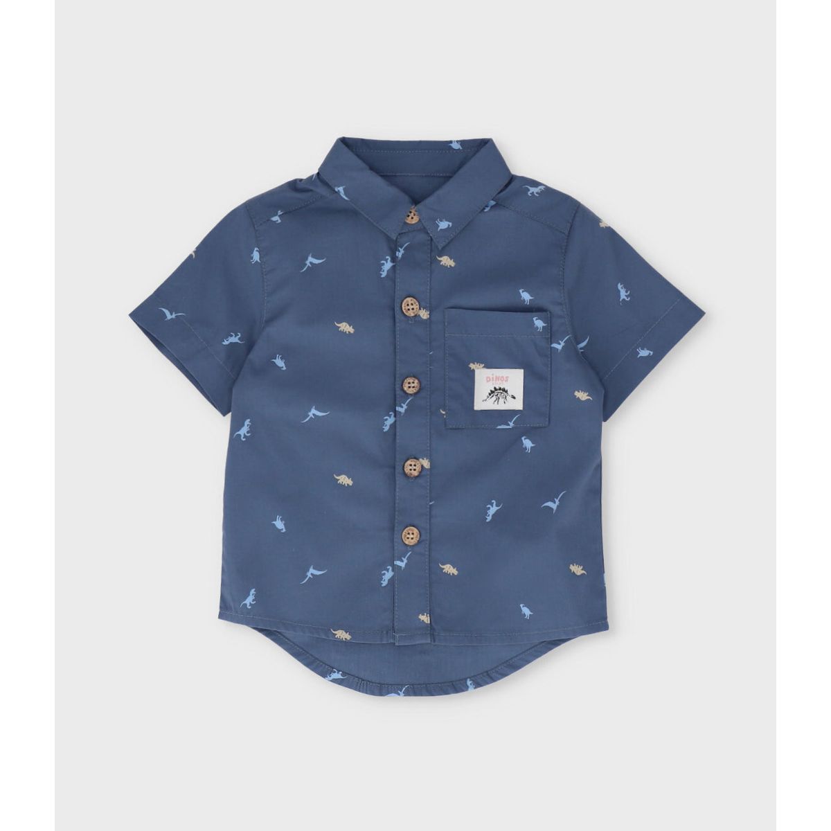 BLACK AND BLUE - Camisa manga corta niño con dinosaurios azul Black and Blue