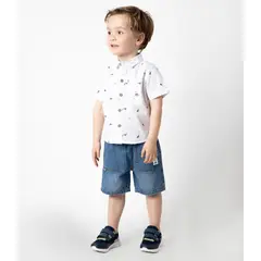 BLACK AND BLUE - Bermuda bebé denim celeste